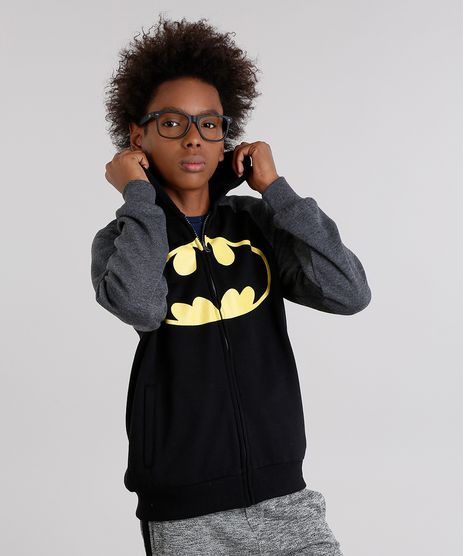 Blusao-Infantil-Batman-em-Moletom-com-Capuz-de-Algodao---Sustentavel-Preto-8853296-Preto_1