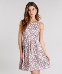 Vestido-Feminino-Curto-Estampado-Sem-Manga-Decote-Redondo-Bege-9114183-Bege_1