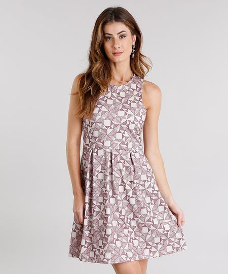 Vestido-Feminino-Curto-Estampado-Sem-Manga-Decote-Redondo-Bege-9114183-Bege_1 Vestido-Feminino-Curto-Estampado-Sem-Manga-Decote-Redondo-Bege-9114183-Bege_1