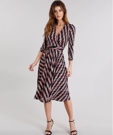 Vestido-Feminino-Envelope-Estampado-Geometrico-com-Decote-V-Transpassado-com-Amarracao-Preto-9114178-Preto_1