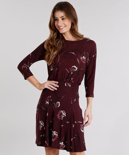 vestido manga longa vinho