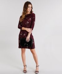 Vestido-Feminino-Estampado-Floral-Manga-Longa-Decote-Redondo-Vinho-9142735-Vinho_3