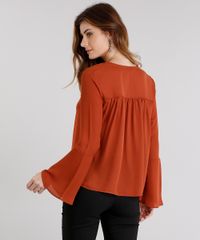 Blusa-Feminina-Decote-V-com-Botoes-Manga-Sino-Longa--Laranja-Escuro-9007142-Laranja_Escuro_2