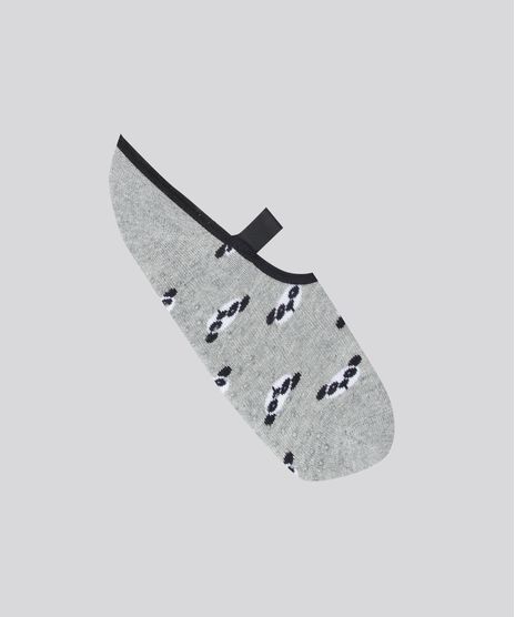 Meia-Sapatilha-Estampada-de-Panda-Cinza-Mescla-9144138-Cinza_Mescla_1