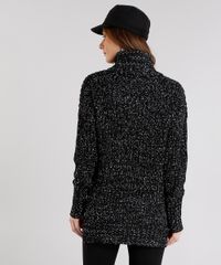 Sueter-Feminino-Longo-Gola-Alta-com-Lurex-e-Fios-Mesclados-em-Trico-Preto-8880797-Preto_2