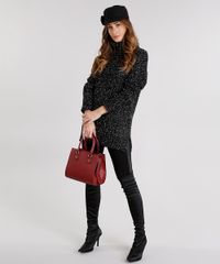 Sueter-Feminino-Longo-Gola-Alta-com-Lurex-e-Fios-Mesclados-em-Trico-Preto-8880797-Preto_3