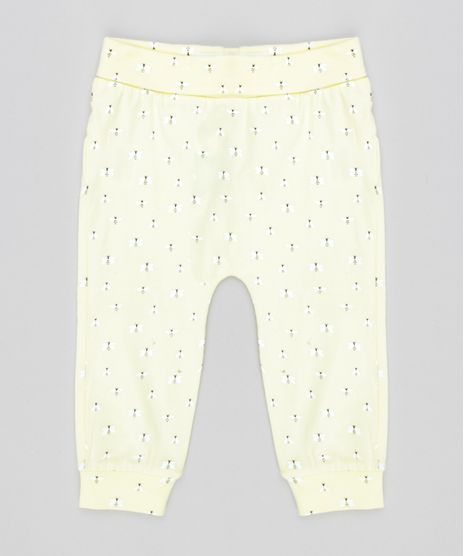 Calca-infantil-Estampada-de-Abelhas-com-Cos-Dobravel-Amarelo-Claro-8905864-Amarelo_Claro_1