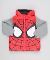Blusao-Infantil-Homem-Aranha-em-Moletom-Cinza-Mescla---Colete-Puffer-com-Capuz-Vermelho-8861903-Vermelho_1