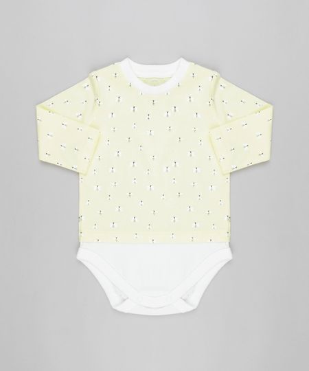 Body-Camiseta-Infantil-Estampada-de-Abelhas-Manga-Longa-Gola-Careca-em-Algodao---Sustentavel-Amarelo-Claro-8905762-Amarelo_Claro_1