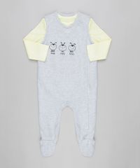 Conjunto-Infantil-de-Macacao-com-Pezinho-Cinza-Mescla---Camiseta-Manga-Longa-em-Algodao---Sustentavel-Amarelo-CLaro-8922126-Amarelo_Claro_1