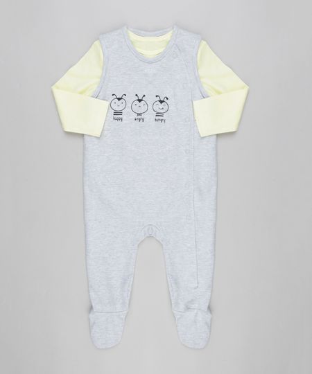 Conjunto-Infantil-de-Macacao-com-Pezinho-Cinza-Mescla---Camiseta-Manga-Longa-em-Algodao---Sustentavel-Amarelo-CLaro-8922126-Amarelo_Claro_1