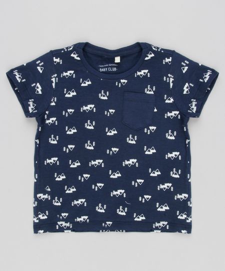Camiseta-Infantil-Estampada-de-Montanhas-com-Bolso-Manga-Curta-Gola-Careca-Azul-Marinho-9139774-Azul_Marinho_1