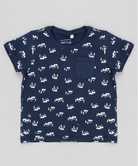 Camiseta-Infantil-Estampada-de-Montanhas-com-Bolso-Manga-Curta-Gola-Careca-Azul-Marinho-9139774-Azul_Marinho_1