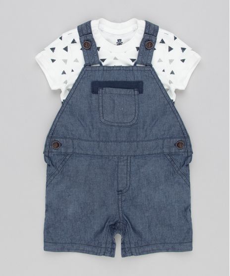 Conjunto-Infantil-de-Jardineira--Azul-Marinho---Body-Estampado-de-Triangulos-Manga-Curta-em-Algodao---Sustentavel-Off-White-8892252-Off_White_1