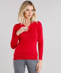 Sueter-Feminino-Basico-em-Trico-Manga-Longa-Decote-em-V-Vermelho-8840010-Vermelho_1