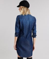 Vestido-Jeans-Feminino-Chemise-com-Bolsos-Manga-Longa-Azul-Escuro-9148105-Azul_Escuro_2
