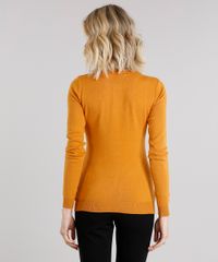 Sueter-Feminino-Basico-em-Trico-Manga-Longa-Decote-Redondo-Amarelo-Escuro-8840449-Amarelo_Escuro_2