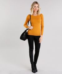 Sueter-Feminino-Basico-em-Trico-Manga-Longa-Decote-Redondo-Amarelo-Escuro-8840449-Amarelo_Escuro_3