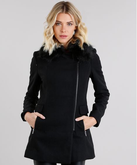 casaco feminino preto e branco