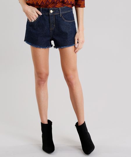 Short-Jeans-Feminino-Boyfriend-com-Barra-Desfiada-Azul-Escuro-9010644-Azul_Escuro_1