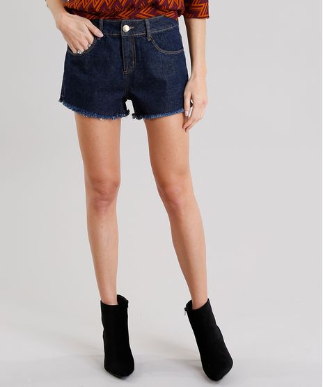 Short-Jeans-Feminino-Boyfriend-com-Barra-Desfiada-Azul-Escuro-9010644-Azul_Escuro_1