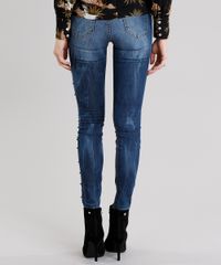 Calca-Jeans-Feminina-Super-Skinny-com-Tachas-Cintura-Alta-Azul-Escuro-9191320-Azul_Escuro_2