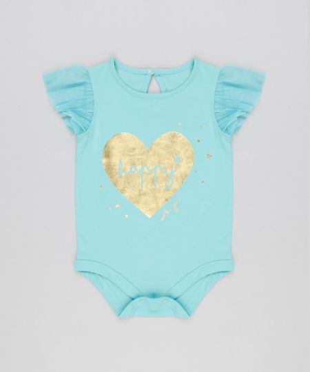 Body-Infantil--Happy--com-Tule-Decote-Redondo-em-Algodao---Sustentavel-Verde-Claro-8921822-Verde_Claro_1