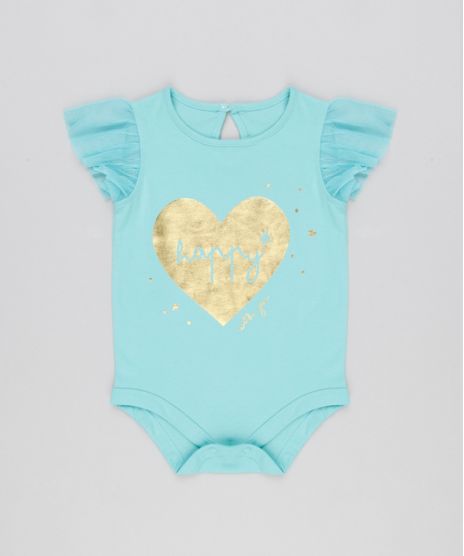 Body-Infantil--Happy--com-Tule-Decote-Redondo-em-Algodao---Sustentavel-Verde-Claro-8921822-Verde_Claro_1