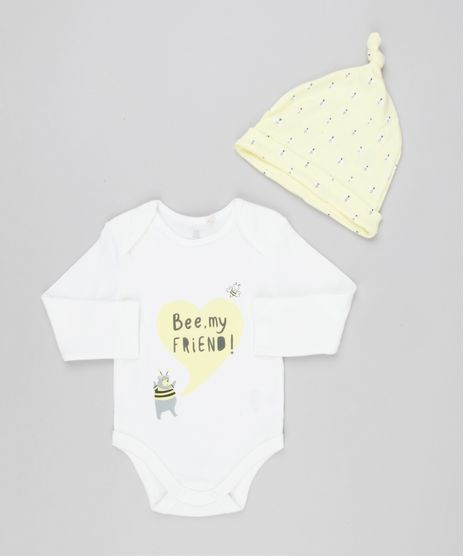 Body-Infantil---Bee-My-Friend--Manga-Longa-Off-White---Gorro-Estampado-de-Abelhas-com-No-Amarelo-Claro-8905768-Amarelo_Claro_1