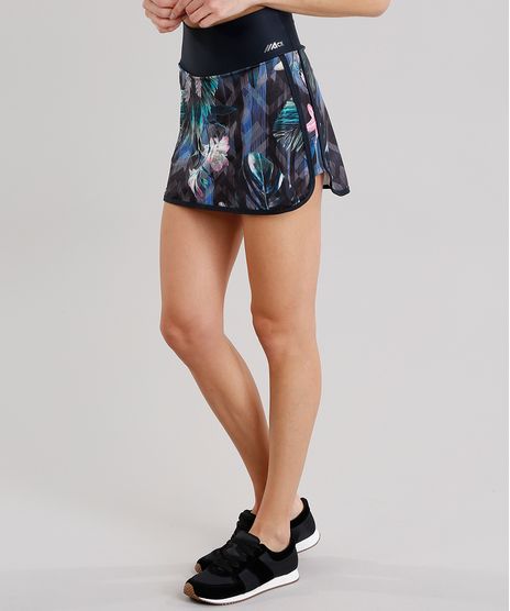 Short-Saia-Feminino-Esportivo-Ace-Estampado-Floral-com-Protecao-UV50--Preto-9085219-Preto_1