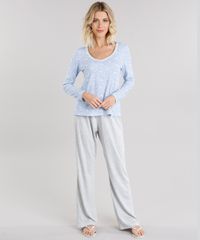 Pijama-Feminino-com-Estampa-Floral-Manga-Longa-Azul-Claro-9119110-Azul_Claro_1