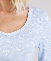 Pijama-Feminino-com-Estampa-Floral-Manga-Longa-Azul-Claro-9119110-Azul_Claro_3