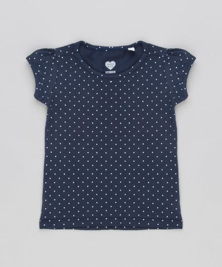 Blusa-Infantil-Estampada-Poa-Manga-Curta-Decote-Redondo-em-Algodao---Sustentavel-Azul-Marinho-9146401-Azul_Marinho_1