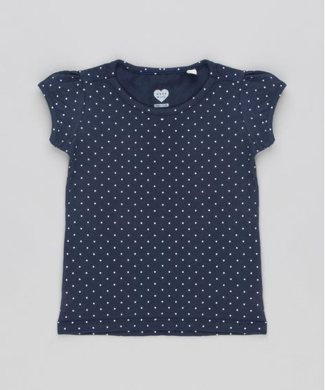 Blusa-Infantil-Estampada-Poa-Manga-Curta-Decote-Redondo-em-Algodao---Sustentavel-Azul-Marinho-9146401-Azul_Marinho_1