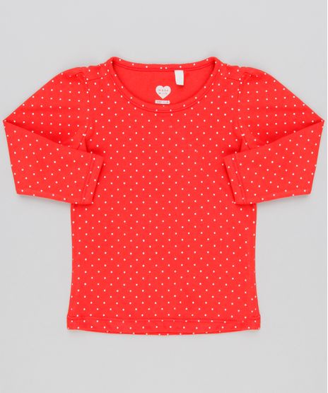 Blusa-Infantil-Estampada-Poa-Manga-Longa-Decote-Redondo-em-Algodao---Sustentavel-Vermelha-9145687-Vermelho_1