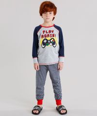 Pijama-infantil-Raglan--Play-Again---com-Estampa-Listrada-Manga-Longa-Cinza-Mescla-9133147-Cinza_Mescla_1