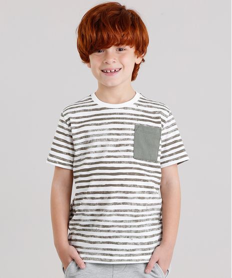 Camiseta-Infantil-Listrada-com-Bolso-Manga-Curta-Gola-Careca-em-Algodao---Sustentavel-Off-White-9141760-Off_White_1
