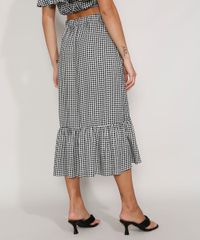 Saia-Feminina-Midi-Transpassada-Estampada-Xadrez-Vichy-com-Babado-Preta-9981693-Preto_2
