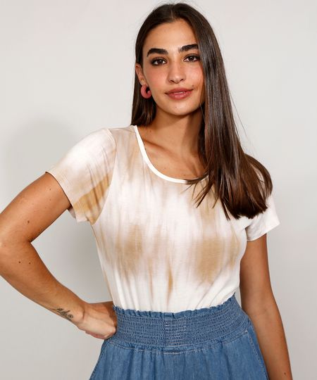 Camiseta-Feminina-Manga-Curta-Estampada-Tie-Dye-Decote-Redondo-Bege-9980627-Bege_1 Camiseta-Feminina-Manga-Curta-Estampada-Tie-Dye-Decote-Redondo-Bege-9980627-Bege_1