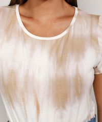 Camiseta-Feminina-Manga-Curta-Estampada-Tie-Dye-Decote-Redondo-Bege-9980627-Bege_5