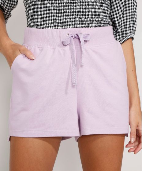 Short-de-Moletom-Feminino-Cintura-Alta-com-Cordao-e-Bolsos-Lilas-9982994-Lilas_1