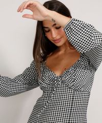 Vestido-Feminino-Curto-Estampado-Xadrez-Vichy-com-Laco-Manga-Bufante-Preto-9982448-Preto_6