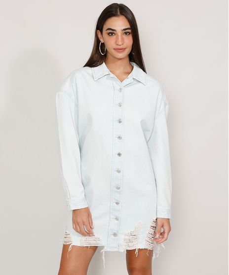 Vestido-Chemise-Jeans-Feminino-Curto-com-Barra-Destroyed-Manga-Longa-Azul-Claro-9985795-Azul_Claro_1