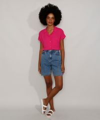 Bermuda-Jeans-Feminina-Cintura-Alta-Marmorizada-com-Rasgos-e-Barra-Destroyed-Azul-Medio-9985642-Azul_Medio_3