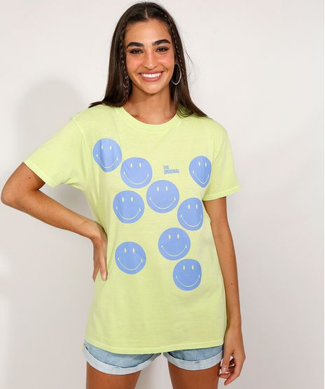 Camiseta-Feminina-Smiley-Manga-Curta-Verde-9976530-Verde_1