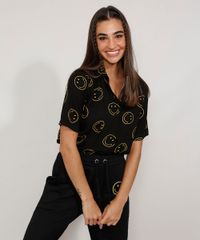 Camisa-Feminina-Estampada-Smiley-Manga-Curta-Preta-9977997-Preto_3