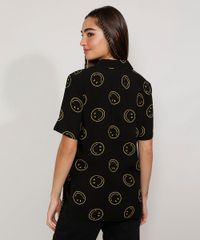 Camisa-Feminina-Estampada-Smiley-Manga-Curta-Preta-9977997-Preto_4