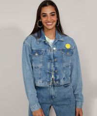 Jaqueta-Jeans-Feminina-Smiley-Cropped-com-Buttons-Azul-Medio-9982438-Azul_Medio_1