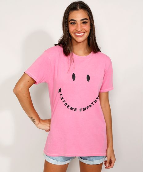 Camiseta-Feminina-Smiley--Extreme-Empathy--Manga-Curta-Rosa-9976521-Rosa_1