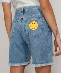 Bermuda-Jeans-Feminina-Smiley-Cintura-Super-Alta-Destroyed-Azul-Medio-9981702-Azul_Medio_2